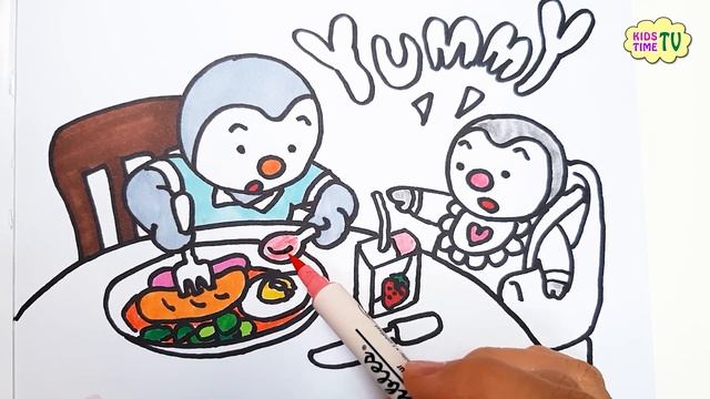 Charley & Mimmo Coloring Page for Kids & Toddlers ❤How to draw Meal Tchoupi drawing Learn to Colors смотреть онлайн