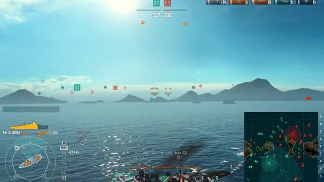 World of Warships. First fight on the Aoba cruiser смотреть онлайн