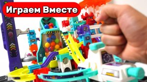 Космические горки с шариками для детей 🚀 Строим вместе и играем в шарики 🔴🟠🟢