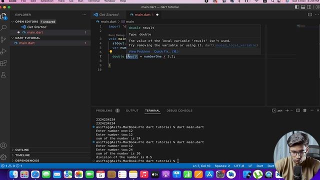 Part-13-1  || Dart Reading input from the console || Dart Programming Tutorials in Hindi/Urdu