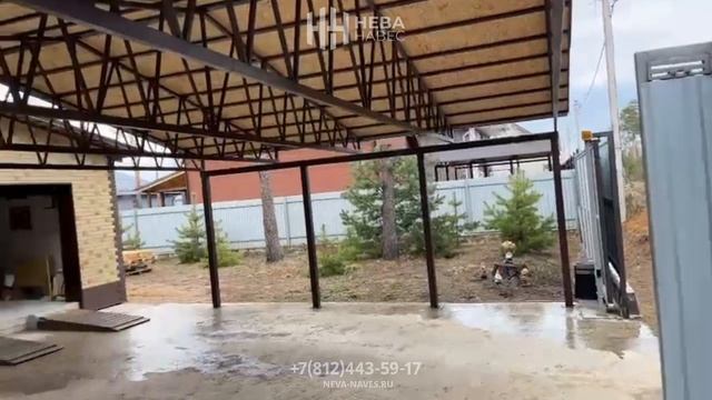 Навес двускатный с мягкой кровлей