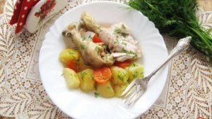 Курица с картофелем в банке в духовке