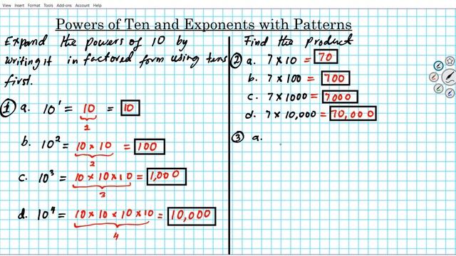 1-1 Arithmetic Powers of ten Exponents  Patterns Accuplacer Mathgotserved Teachers 5th grade CCSD