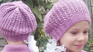 Модный берет на весну.Ажурный берет спицами.Аксессуар.