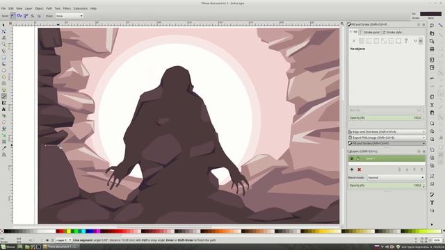 Stone golem. Vector illustration with Inkscape.