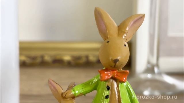 Декоративная фигура КРОЛИК С ДОЧКОЙ, полистоун, 9 см, 59-1131-2