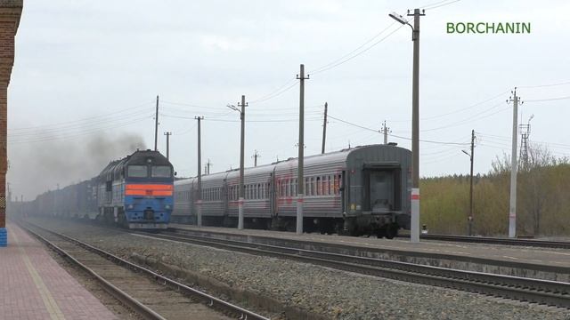 [ОРЕНБУРГ] "Гудка тревожный бас" Встреча 2ТЭ10УТ-0001Б и 2ТЭ116У-0010 / 2te116u very smoke
