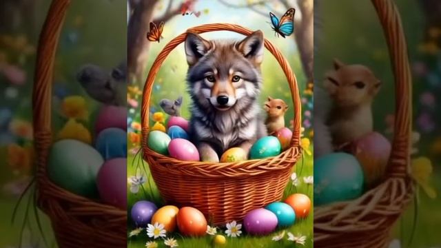 Открытка поздравление с пасхой доя детей.
