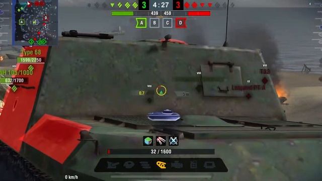 WOT Blitz German Tier 9 medium tank Leopard PTA showing its speed at Normandy смотреть онлайн