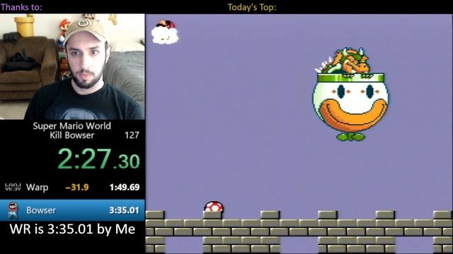 [3:02.48] SMW "Kill Bowser" World Record Speedrun