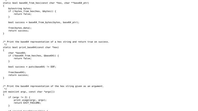 Code Review: Convert a hex string to base64
