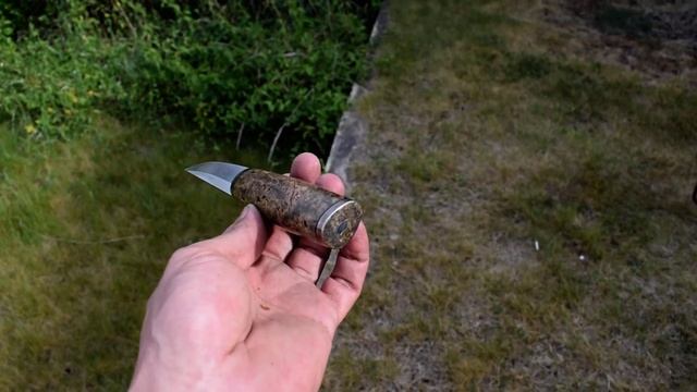 Puukko, Vanadis 4 Extra, aged brass, G10, stab. Fraxinus excelsior.