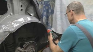 Hyundai Tucson, замена заднего крыла по науке. Body repair after an accident.