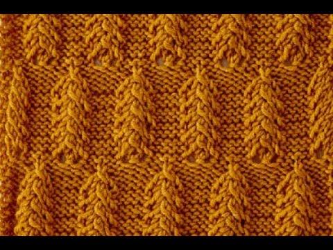 Рельефный, ажурный узор спицами Листья