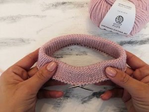 Вяжем красивый двойной ворот спицами.