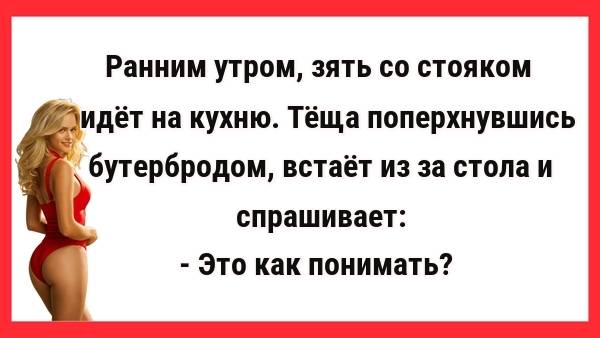 Утром, зять со стояком идет на кухню. Новые Анекдоты! Свежие Анекдоты! Юмор! Смешные анекдоты!