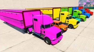 Учим Цвета для Детей Мультики про Машинки Большие Грузовики Автовозы Трейлеры Мультики для Детей