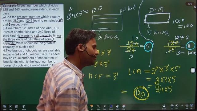 Two brands of chocolates are available in packets of 24 and 15 respectively. If i need to buy an смотреть онлайн