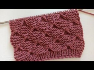 Простой узор спицами "Бантики" для вязания пледов, свитеров, кардиганов и детских вещей.