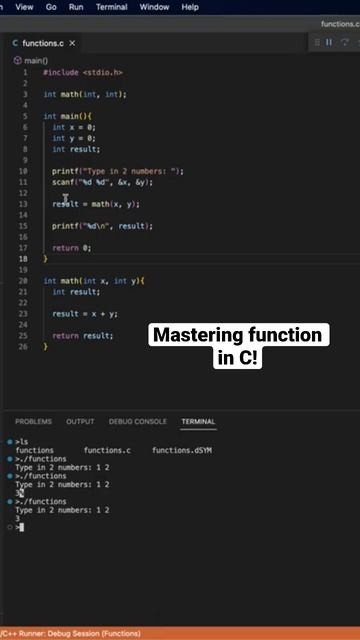 Mastering functions in C! #cprogramming #programming #coding