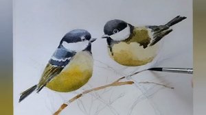 Две пары птичек акварелью /Акварель для начинающих / Мастер-класс по акварели/ Рисуем с детьми