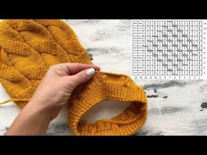 Узор плоская коса спицами + схема!