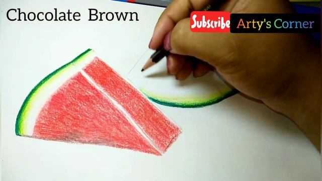 Realistic Watermelon | How to Draw WATERMELON |Drawing Water Melon With Pencil Colour #Fruit Drawin