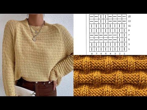 Простой, рельефный узор для вязания джемпера, кардигана, свитера!