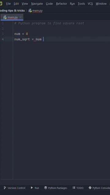 Square root using Python program #codewithharry #thapatechnical #pythonprogramming  #python  #short
