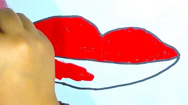 Beautiful and attractive lip design for children | Learning to paint with gouache