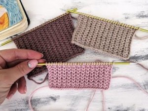 Рельефный узор спицами на основе резинки 1х1