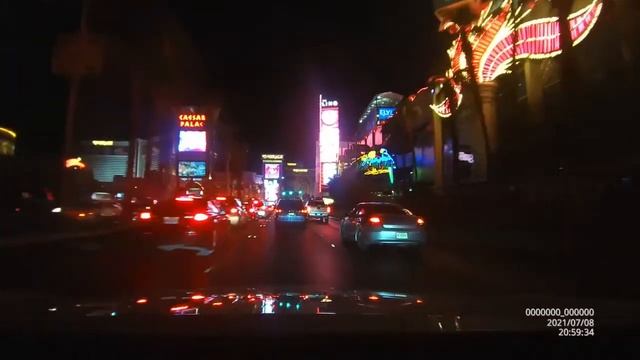 Las Vegas Strip night view Front Dash Cam: 7/8/21 смотреть онлайн