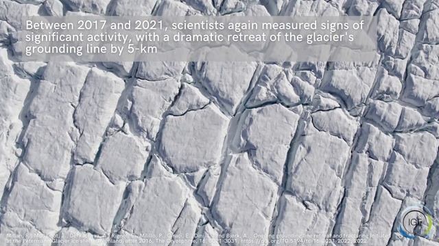 Ongoing grounding line retreat and fracturing initiated at the Petermann Glacier ice shelf смотреть онлайн