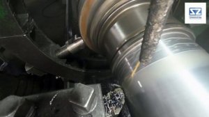 Проточка цапфы вала на токарном станке