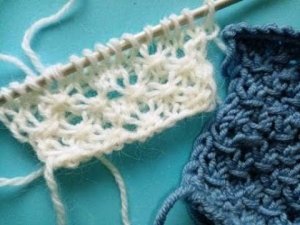 Узор спицами "Диагональная сетка"