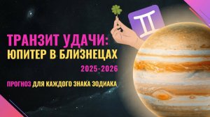 ТРАНЗИТ УДАЧИ 2025-2026. Юпитер в близнецах для каждого знака зодиака.