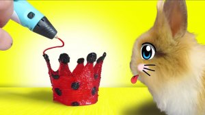 КРОЛИК БАФФИ и СМЕШНОЙ КОТ ! КОРОНА ДЛЯ ЛЕДИБАФ 3Д РУЧКОЙ! СУПЕР-КОТ ПОЛУЧИЛ ОЧКИ! А ну-ка давай-ка