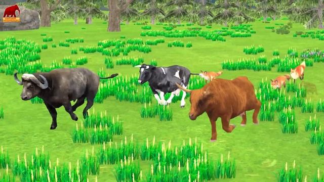 Giant Cheetah Wolf Vs Zombie Tiger Cow Save Cow Cartoon & Buffalo's Attacked by Zombie Wolf