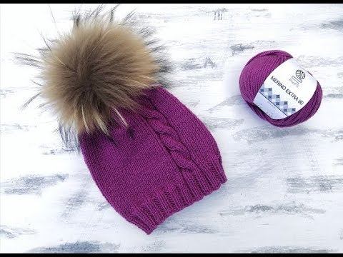 Самая простая шапка спицами с косой.