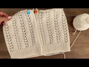Простой ажурный узор для джемпера! Вяжу джемпер на школу!