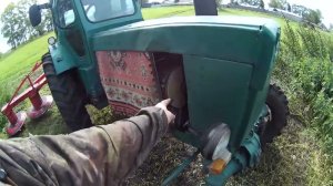 Кошу ячмень ночного посева. Т-40АМ с роторной косилкой на маленьком огороде