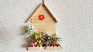 Поделка деревянный домик. Декор на стену.