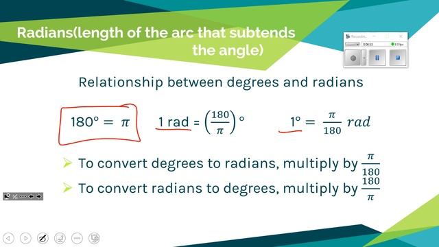 Trigonometry Objective 14 Coverting Radians to Degrees and Vice Versa