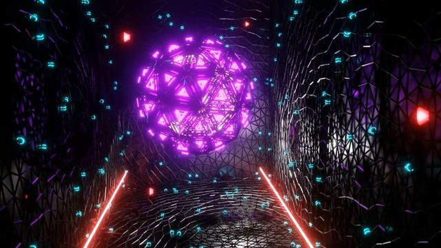 Tunnel Flying 3D Neon Light Sphere Ball Orbit Particles Green Dots Motion 4K смотреть онлайн