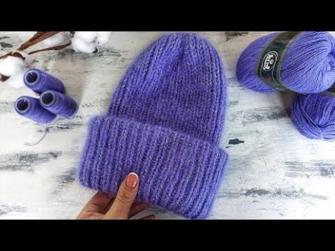 Мастер-класс женская теплая объемная шапка с двойным отворотом
