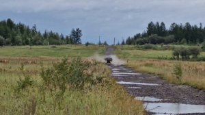 Катаемся на УАЗике по лужам.