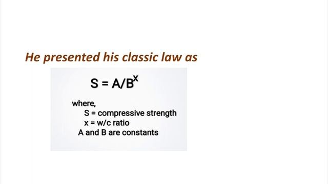 Abraham's law of water/cement ratio. смотреть онлайн