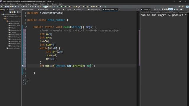 Neon number in Tamil|Java| Numberprograms |Eclipse Environment #java #javatamil #coding