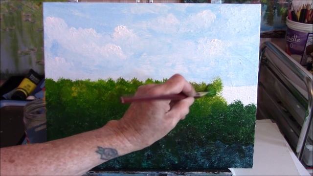 "Old Bike by Fence" Top Techniques for Clouds, Grass and Fence, Acrylic Painting Part 1 for смотреть онлайн