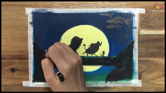 oil pastel drawing, How to draw Lion King, Simba, Timon and Pumbaa смотреть онлайн